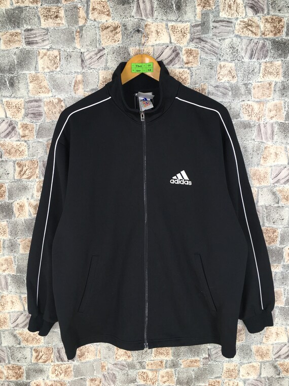 Adidas Track Jacket Large Vintage Adidas Equipment Three Stripes Windbreaker Sportswear Black Adidas Firebird Jacket Size L