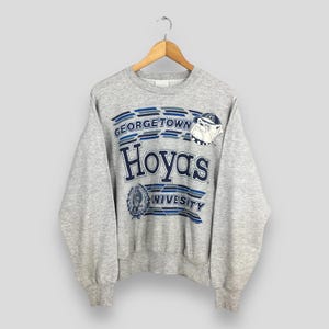 Vintage 90s Georgetown Hoyas Sweatshirt Medium Georgetown Hoyas Bulldogs Printed Crewneck GU Georgetown University Basketball Sweater Size M