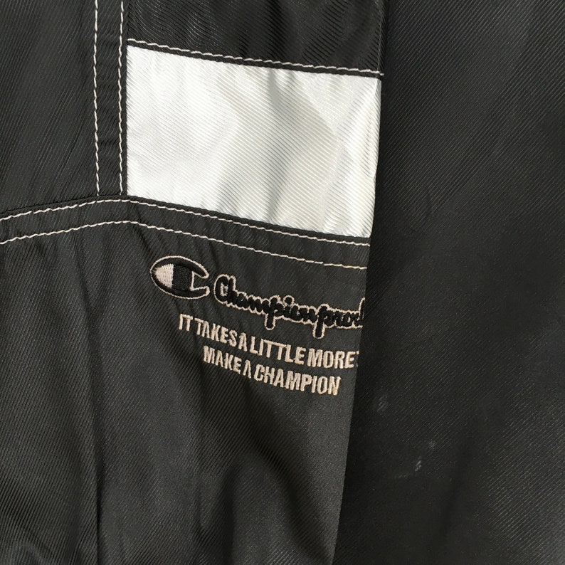 Vintage Champion Windbreaker Jacket Large 90/'s Champion Products Usa Sportswear Champion Hoodie Track Top Black Jacket Size L