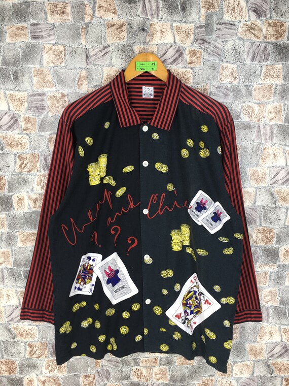 Vintage 90's Moschino Italy Shirt Stripes Large Mo