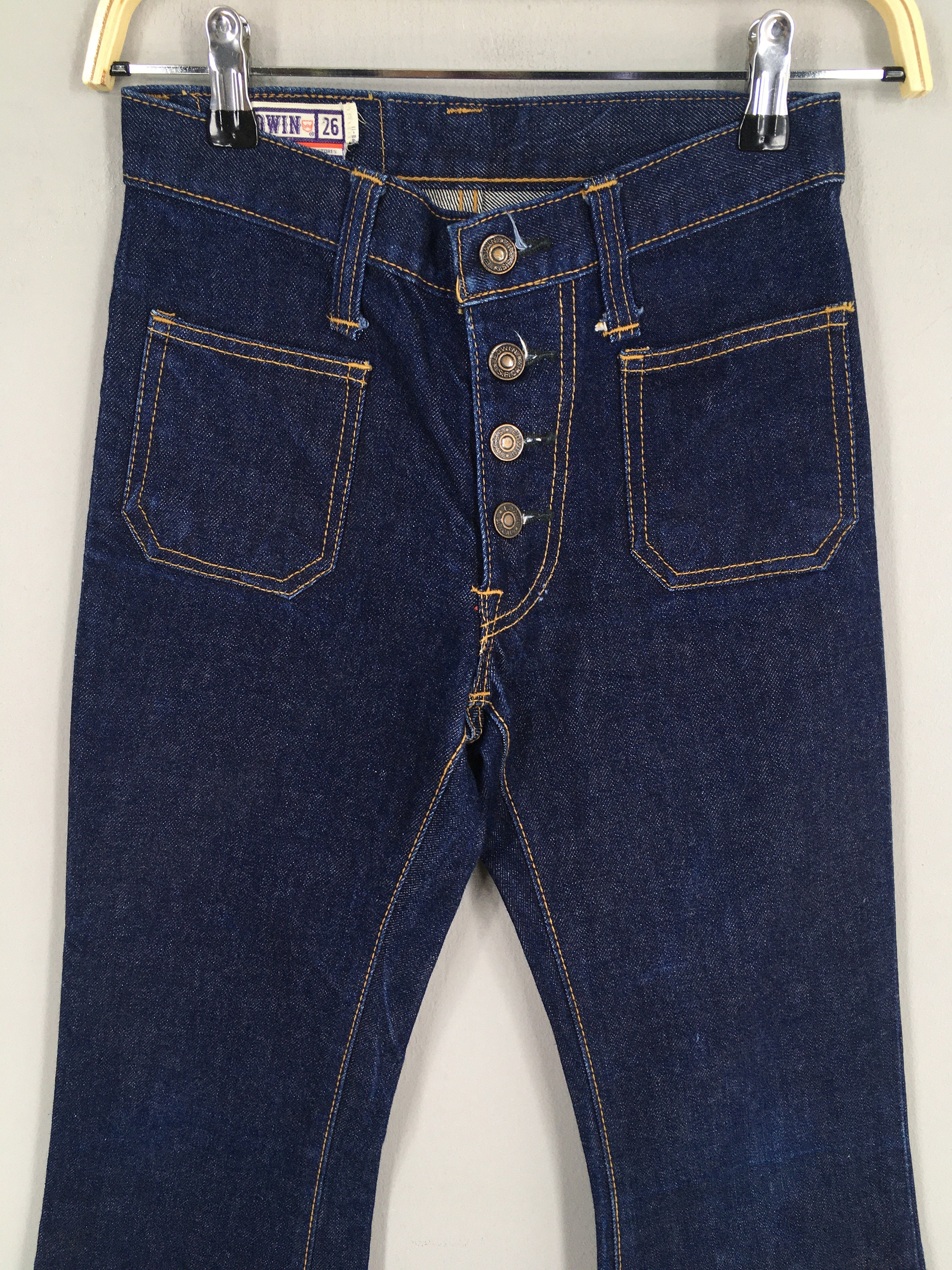 Size 24x32 Vintage 80s Edwin Bootcut Flared Jeans Edwin Stonewash 