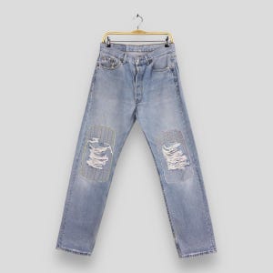Size 29x30.5 Vintage 90s Levi&#39;s 501 Faded Dirty Blue Jeans Levis Straight Leg Jean Levi&#39;s Stonewash Denim Levi Button Fly Distressed Mom W27