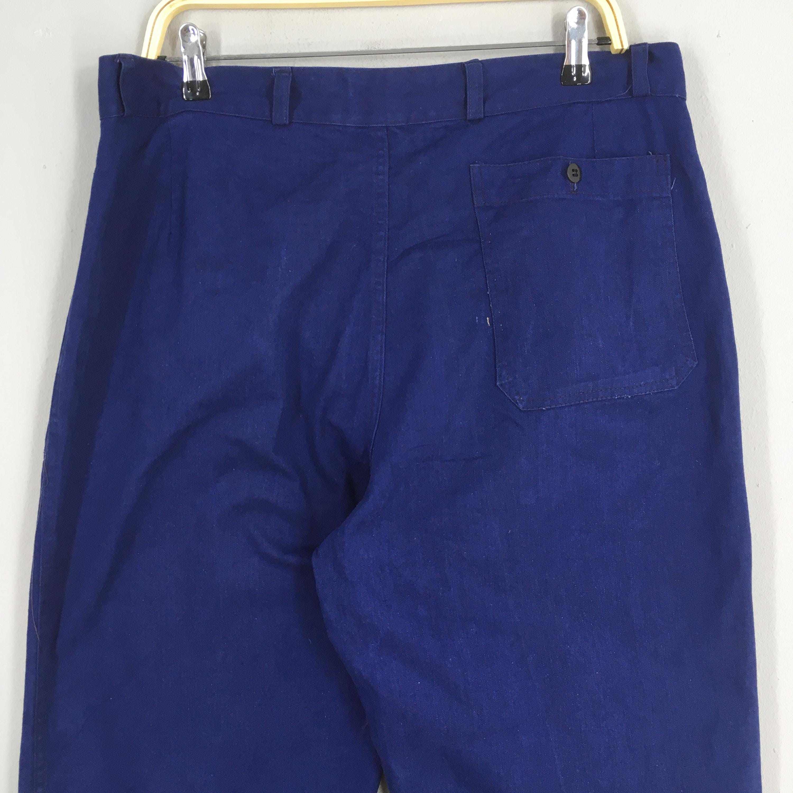 Size 33x26.5 Vintage 1960s French Work Pants Cotton Chore Blue