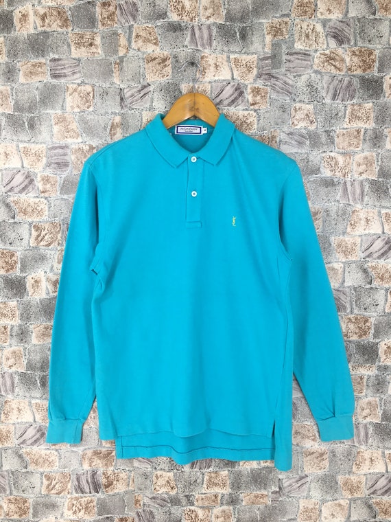 Vintage Ysl Yves Saint Laurent Blue Polo Shirt Small - Etsy