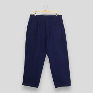 Size 33x26.5 Vintage 1960s French Work Pants Cotton Chore Blue Cargo Pants Frenchwork Classic 70s French Workers Men Trouser Utility W33