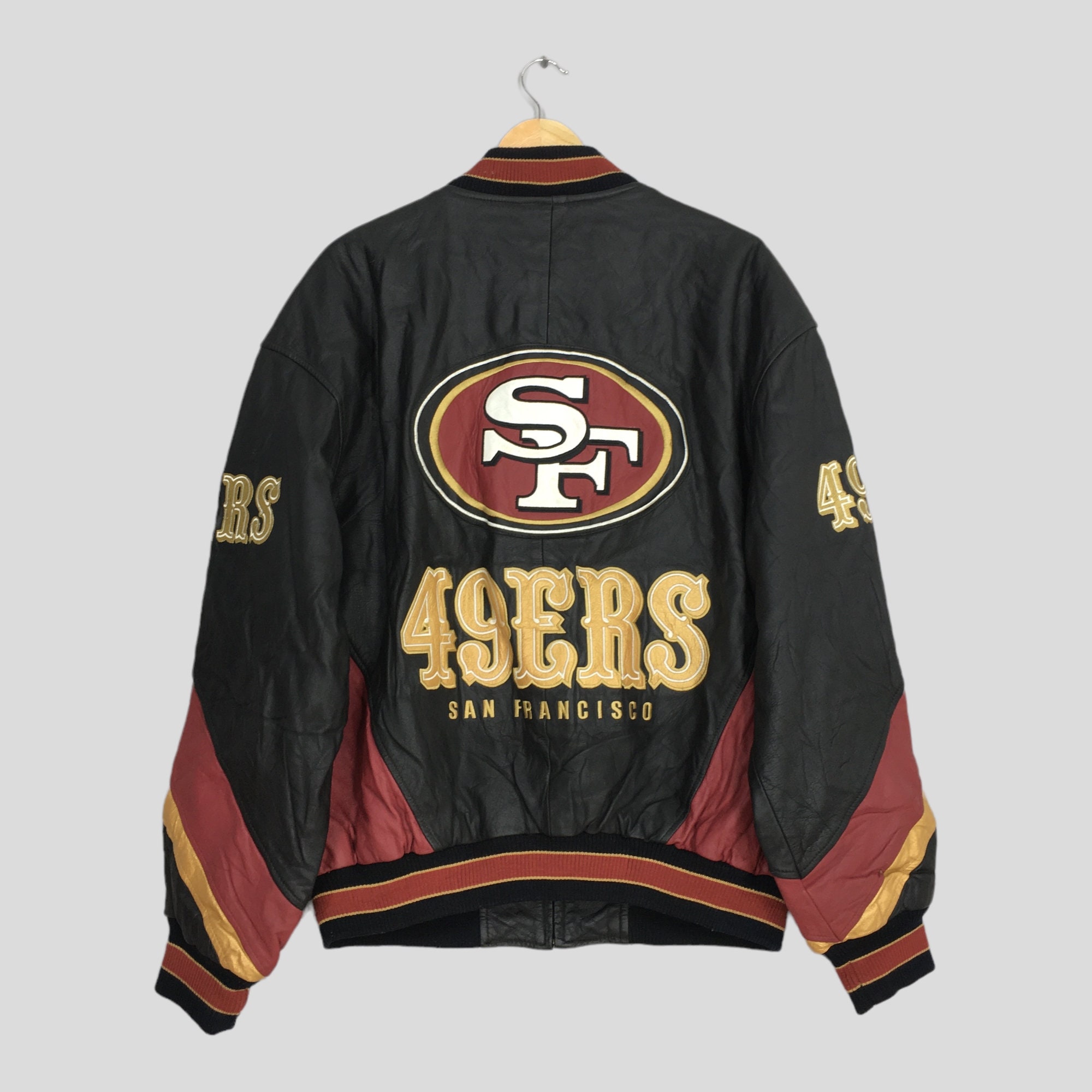 Vintage San Francisco 49ERS Bomber Leather Jacket Large San - Etsy