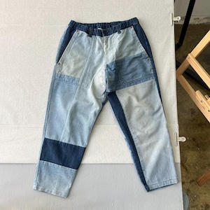 Size 28/31x22 Tigre Brocante Patchwork Remake Denim Shashiko Style Indigo Blue Jeans Tigre Unisex Cropped Jean Japanese Okayama Denim W28/31
