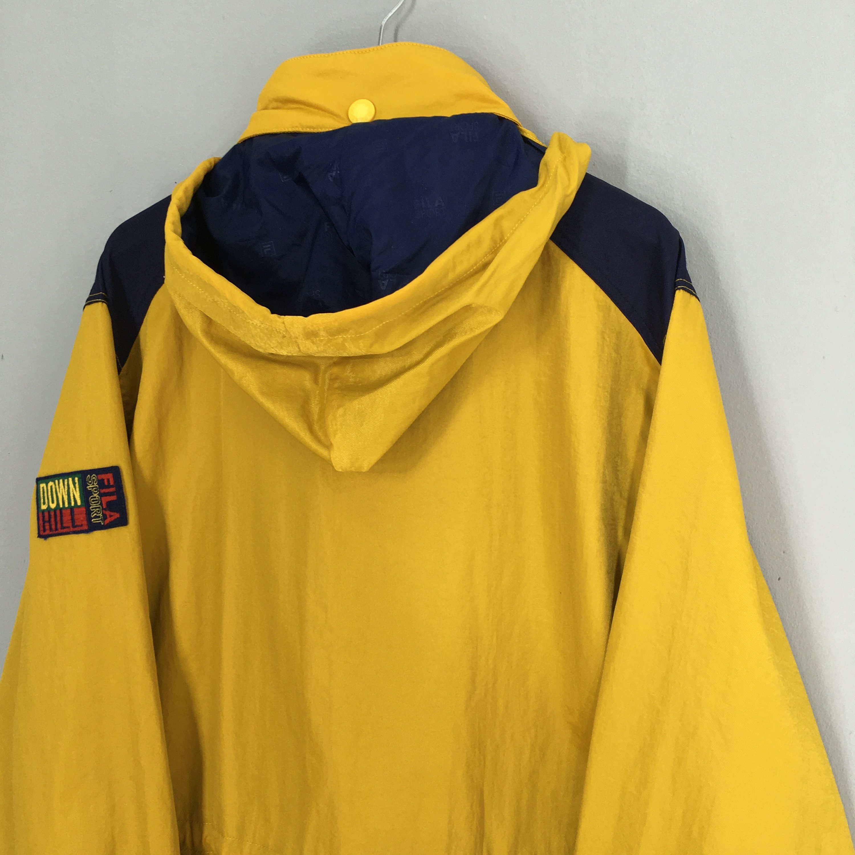 Vintage 90s Fila Sport Bomber Parka Jacket XLarge Fila Ski Wear Snowboarding Yellow Jacket Fila Winter Snow Gear Ski Suit Hoodie Coat XL