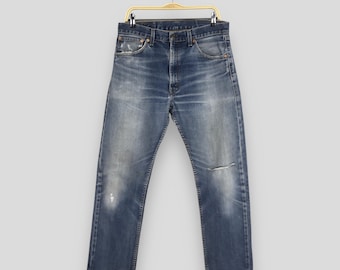 Taille 33 x 29 vintage des années 90 Levi's 505 Jeans délavé avec fermeture éclair à la pierre Levi's Blue Denim Levi's 505 Regular Fit Jeans Levi's Distressed Jeans W33