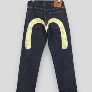 Jean EVISU Gull Peint Multicolore – Taille 34x34, Denim Japonais, Vintage Y2K