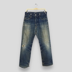 Maat 30 x 28,5 Vintage Levis 501XX LVC Japan Selvedge denim vervaagde blauwe jeans jaren 1990 Levis Big E Jeans Redline Distressed Levis gescheurde denim W30
