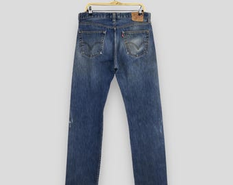 Size 33x33 Vintage 90s Levi's 501 Faded Blue Jeans Light Wash