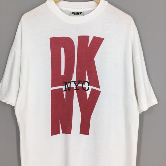 Vintage Tshirt L Large - White Roundneck Jeans Dkny Big Tees Mens Donna Logo 90\'s New Size York Etsy Karan New Dkny York