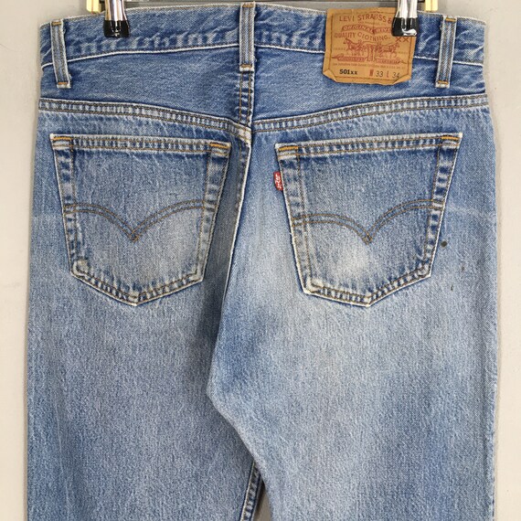 Size 30x31 Vintage 90s Levi's 501 Faded Blue Jean… - image 8