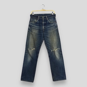 Size 30x29.5 Vintage Levi&#39;s 702 LVC Redline Selvedge Jeans Faded Ripped Denim 90s Levi&#39;s Big E Japan Buckle Back Levi&#39;s Distressed Denim W30