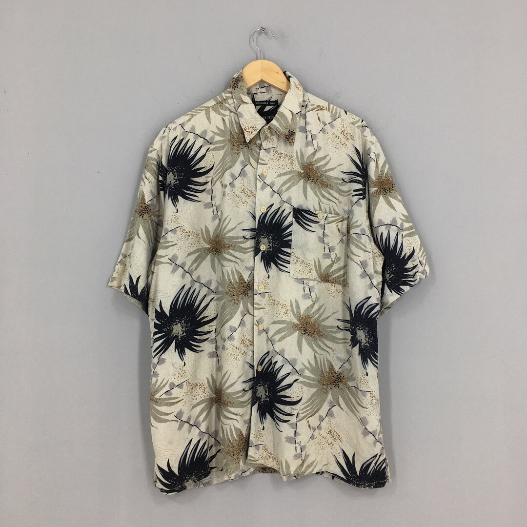 Vintage 90's Casual Flower Silk Oxfords Xlarge Aloha - Etsy
