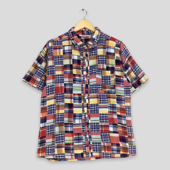 Vintage Global Work Patchwork Checkered Flannel M… - image 1