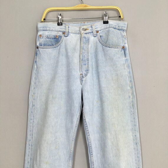 Size 31x29 Vintage Levis 501 Pale Blue Jeans Dirt… - image 2