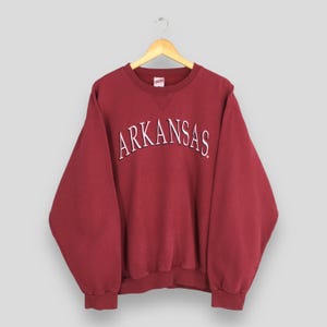 Vintage University of Arkansas Sweatshirt 2XLarge Arkansas Printed Spell Out Crewneck Arkansas Razorbacks Jumper Arkansas ASU Sweater 2XL