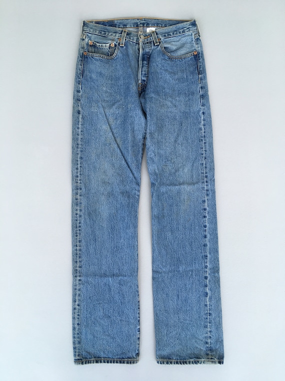 Size 28x33 Vintage 90s Levi's 501 Faded Blue Dirt… - image 2