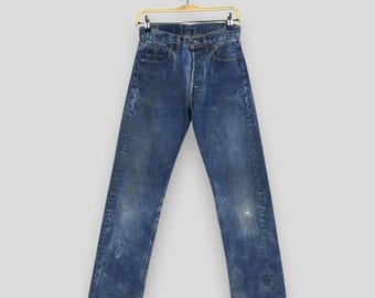 Size 25x28 Vintage 1980s Levi's 501 Light Washed Jeans Levi's Faded Blue Denim High Waisted Mom Jeans Levi's 501 Dirty Distressed Jeans W25