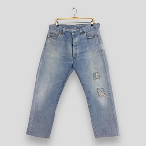 Size 27x31 Vintage 90s Levi&#39;s 501 Faded Dirty Blue Jeans Levis Straight Leg Jeans Levi&#39;s Stonewash Denim Levis Button Fly Distressed Mom W27