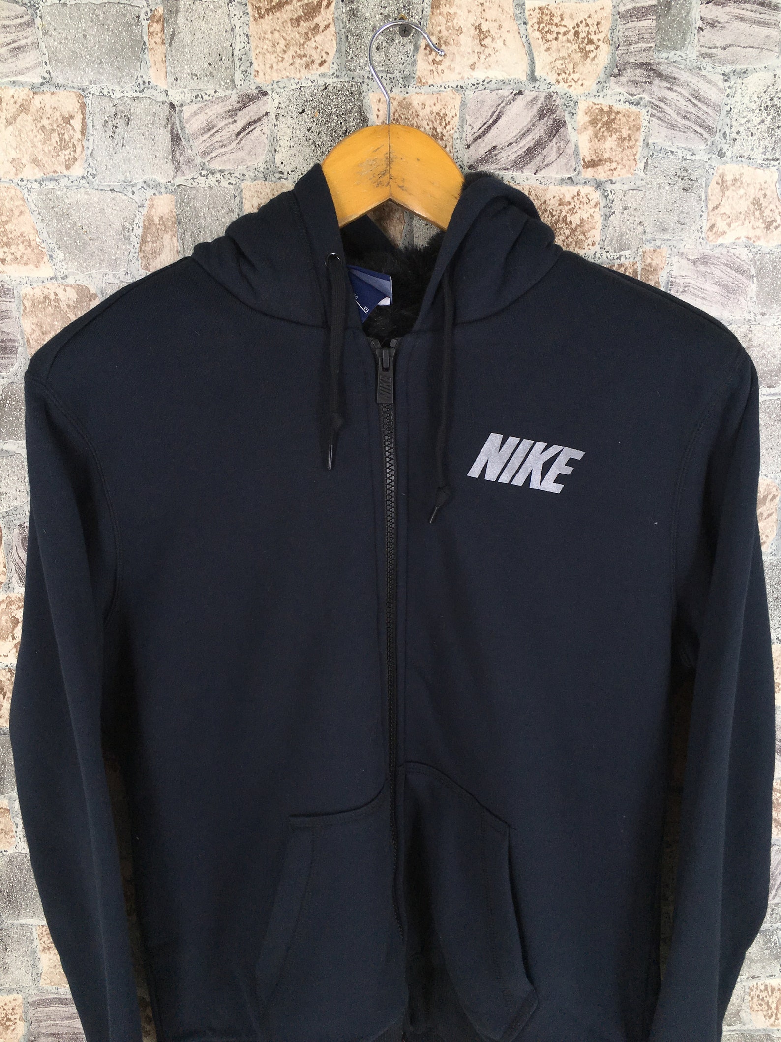 Vintage Nike Sweatshirt Warmer Fur Hoodie Medium Black Nike | Etsy