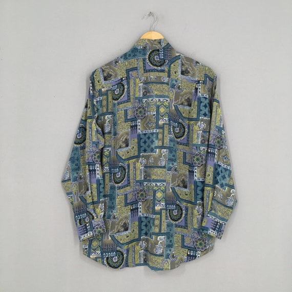 Vintage Baroque Renaissance Shirt Medium 90s Abst… - image 8