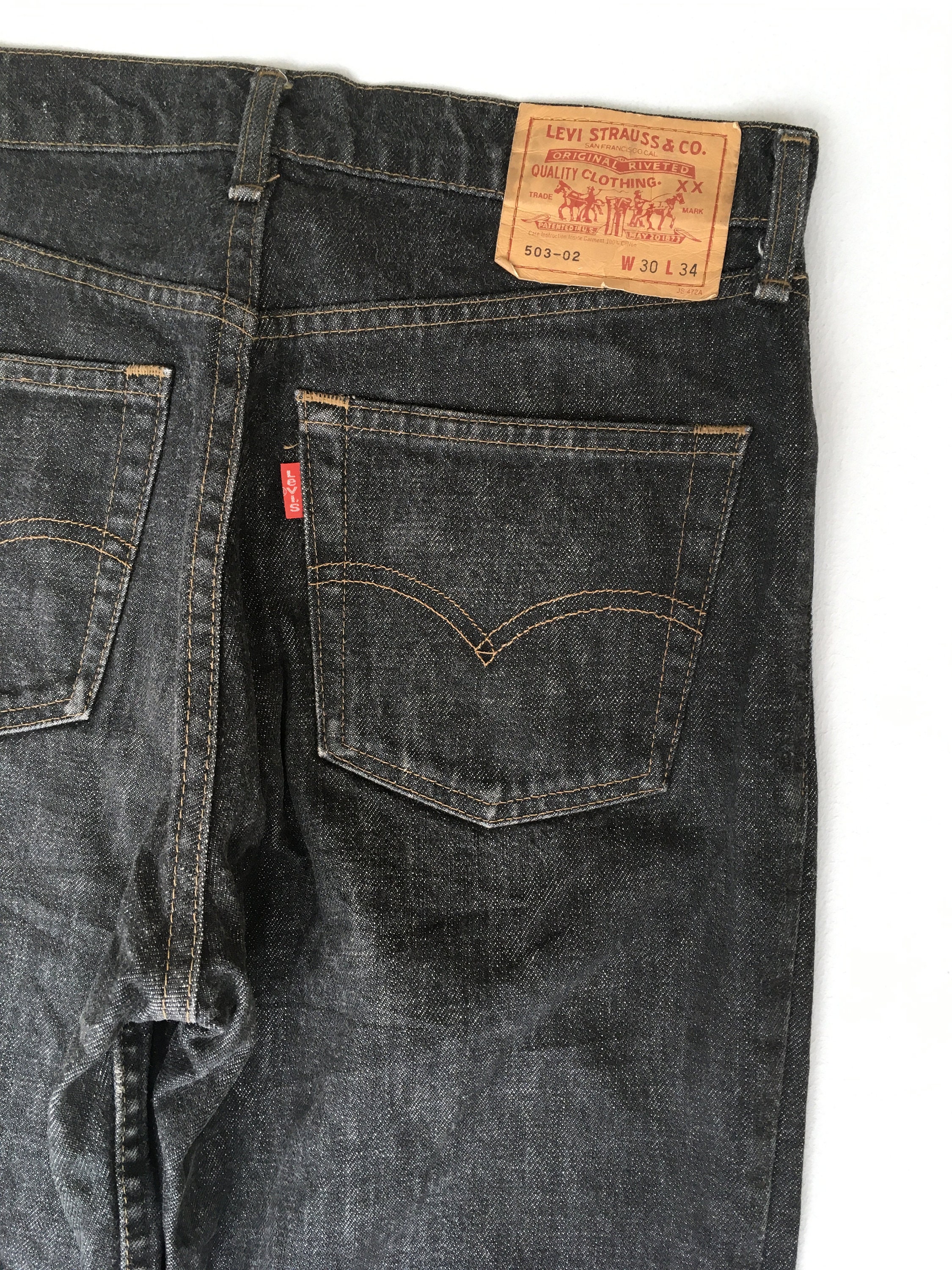 Size  Vintage Levis 503 Dark Black Jeans Straigh Leg - Etsy