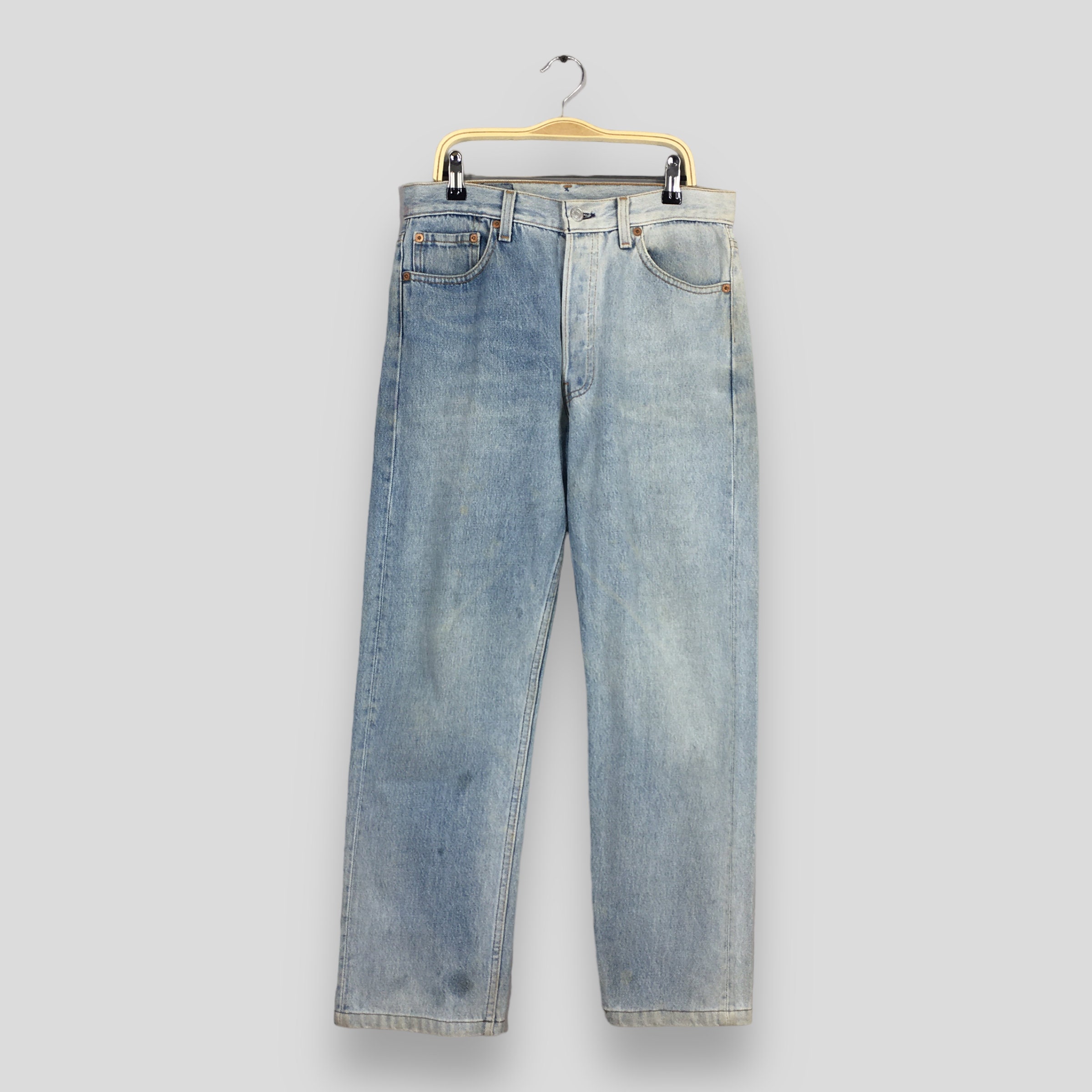 Size 29x26.5 Vintage 90s Levi's 501 Faded Blue Jeans Light