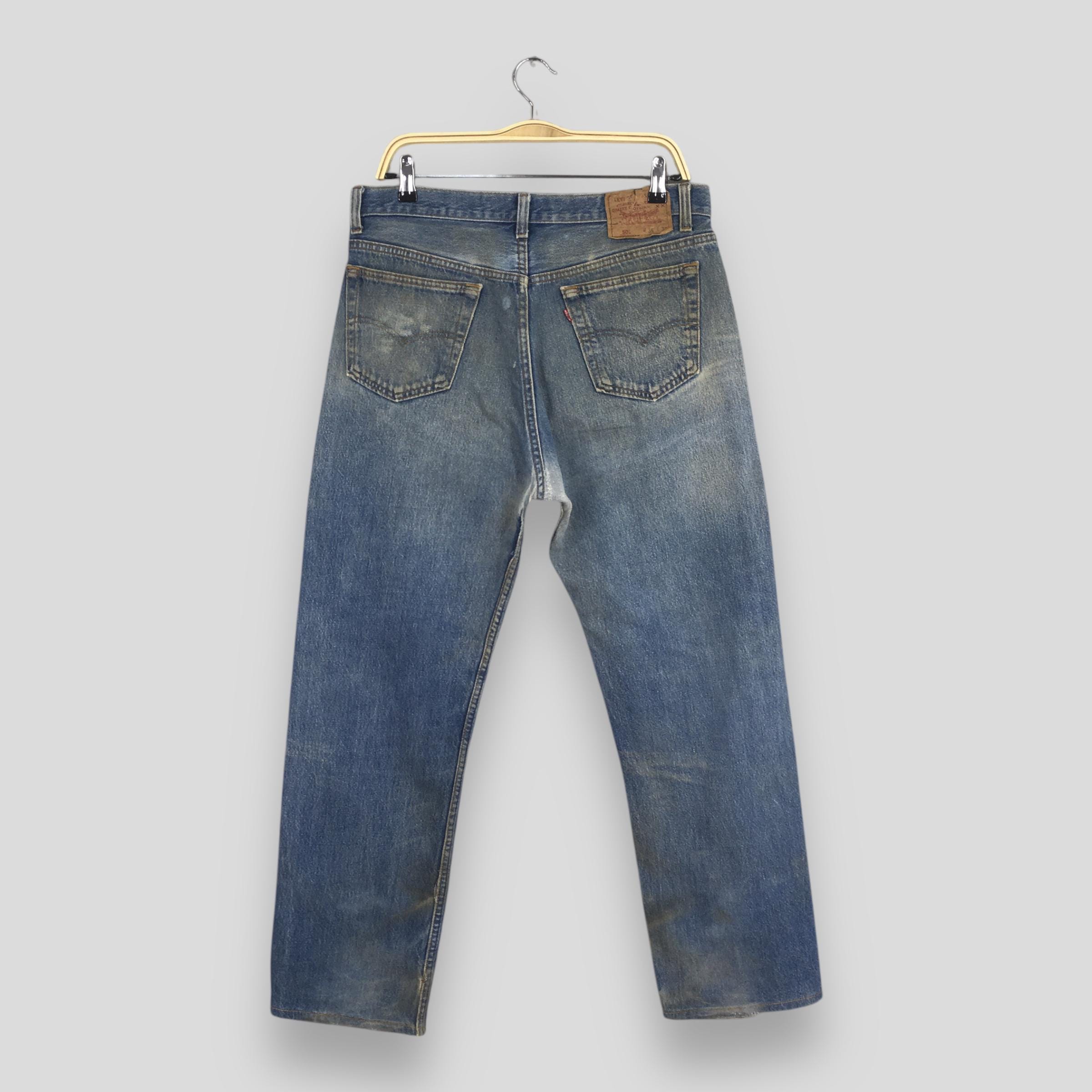 Size 34x29 Vintage 90s Levi's 501 Faded Blue Jeans Stone Wash