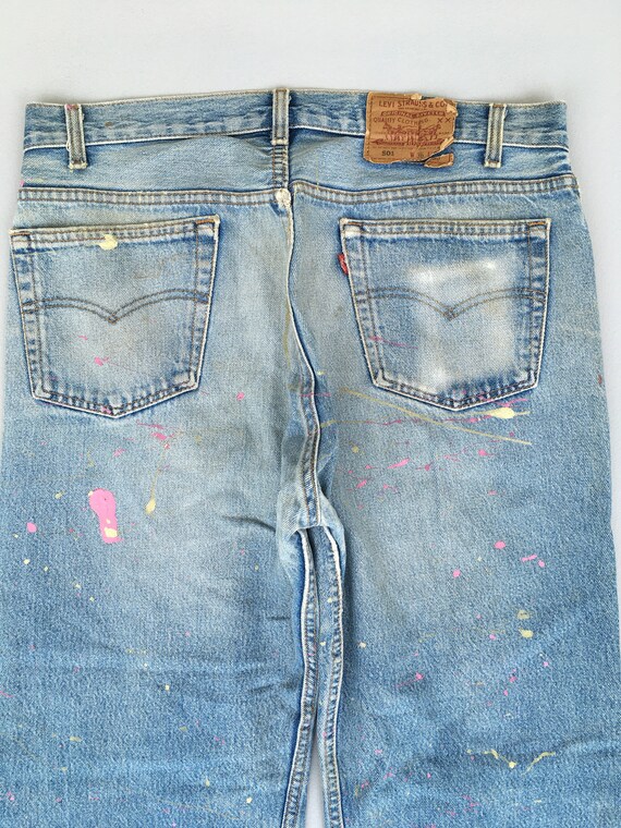 Talla 34x30 Vintage Levis 501 Hombre Splash Painter Jeans | Etsy México
