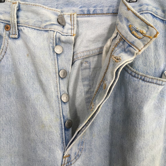 Size 31x29 Vintage Levis 501 Pale Blue Jeans Dirt… - image 5