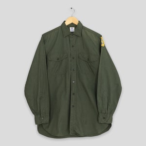 Vintage 50s Elbeco Poplin OG Us Army Green Shirt Medium 60s Elbeco Poplin Army Olive Green Button Up Veterans Of Foreign Wars Shirt Size M