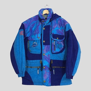 Vintage Descente Hoodie Ski Bomber Parka Jacket Skiing Large Descente Japan Colorblock Jacket Descente Snowboarding Winter Ski Wear Size L