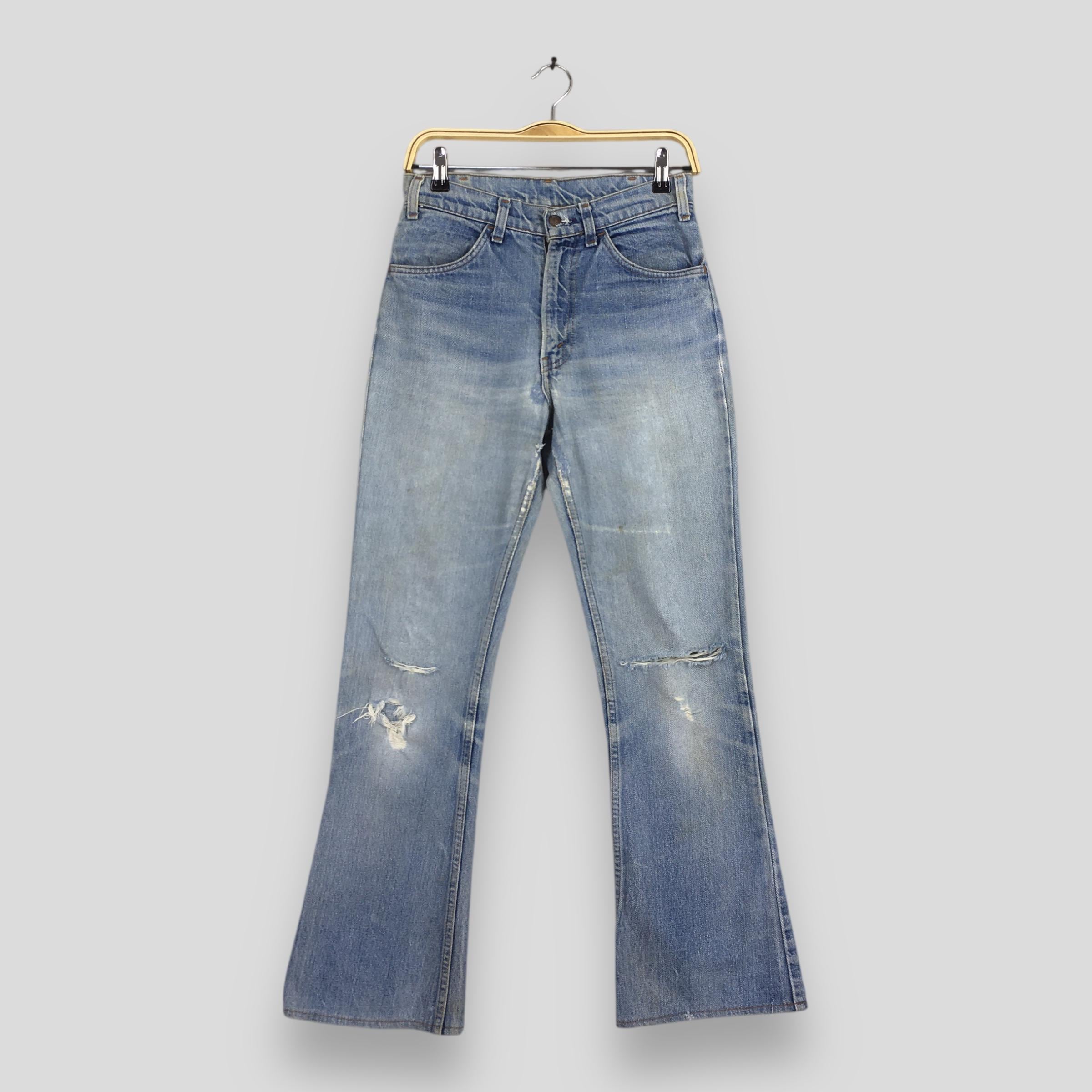 Vintage 70s Levi's 517 Flared Jeans: Distressed Pale Blue Bootcut