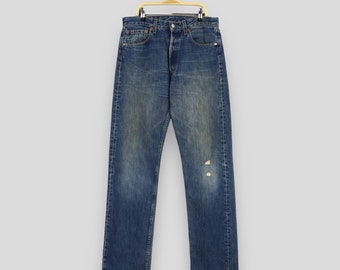 Size 32x34 Vintage 1990s Levi's 501 Faded Distressed Jeans Levi's Straight Cut Jeans Levi's 501 Button Fly Denim Levi's Originals Unisex W32