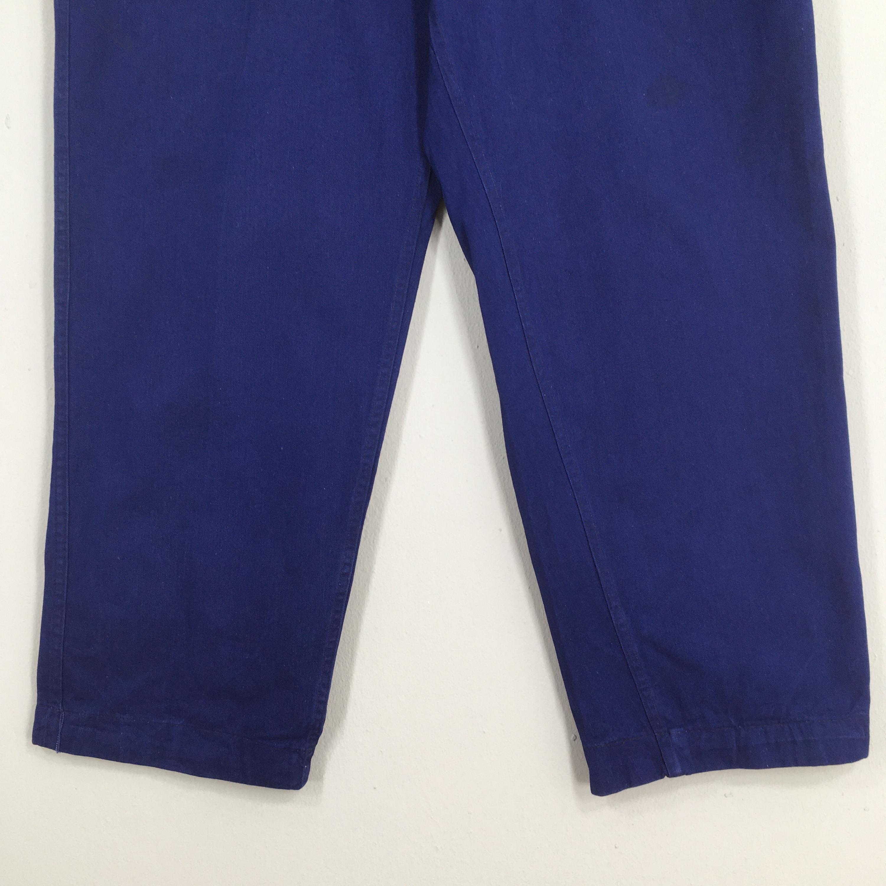 Size 33x26.5 Vintage 1960s French Work Pants Cotton Chore Blue 