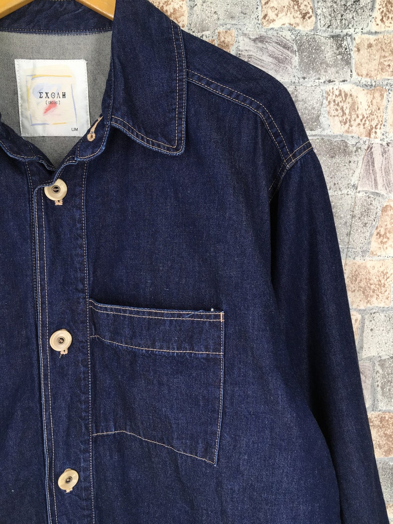 Vintage 1980/'s Denim Jeans Jacket XLarge Mens American Workwear Union Made Blue Chore Button Jeans Jacket Frenchwork XL