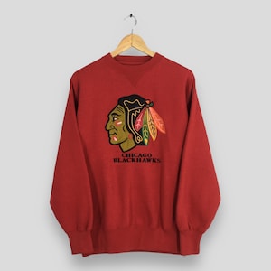 Vintage 90&#39;s Chicago Blackhawks NHL Sweatshirt Medium Chicago Blackhawks Embroidery Crewneck Blackhawks National Hockey Ice League Jumper M