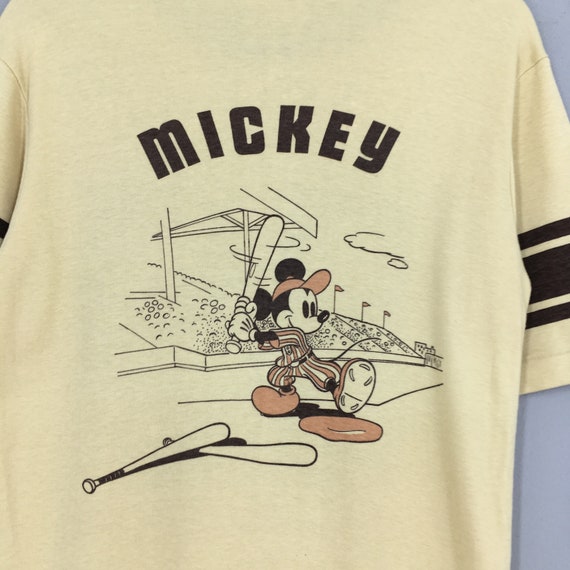 Vintage Mickey Mouse 89 Baseball T shirt Large 80's Walt Disney Mickey Cartoon Hollywood Mickey Playing Baseball Tees Size L