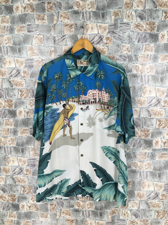 Vintage 80's Tori Richard Hawaiian Rayon Shirt XLa