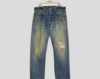 Size 31x29.5 Vintage 90s Levi's 501 Distressed Ripped Jeans Stonewash Levi's Faded Dirty Denim Levi's 501 Light Wash Levi's Usa Jeans W31