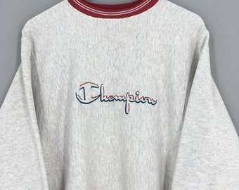 Vintage 80s Champion Script Logo Embroidery Spell Out Gray - Etsy Vintage 80s Champion Script Logo Embroidery Spell Out Gray - Etsy