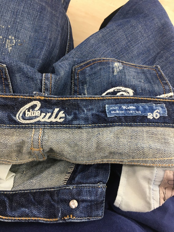 Size 26x32 Blue Cult Japan Flared Jeans Distressed Bootcut
