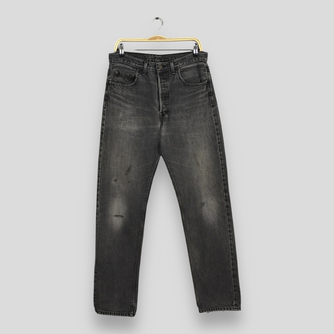 Size 31x31 Vintage 90s Levi's 501 Black Jeans Light Wash Levi's