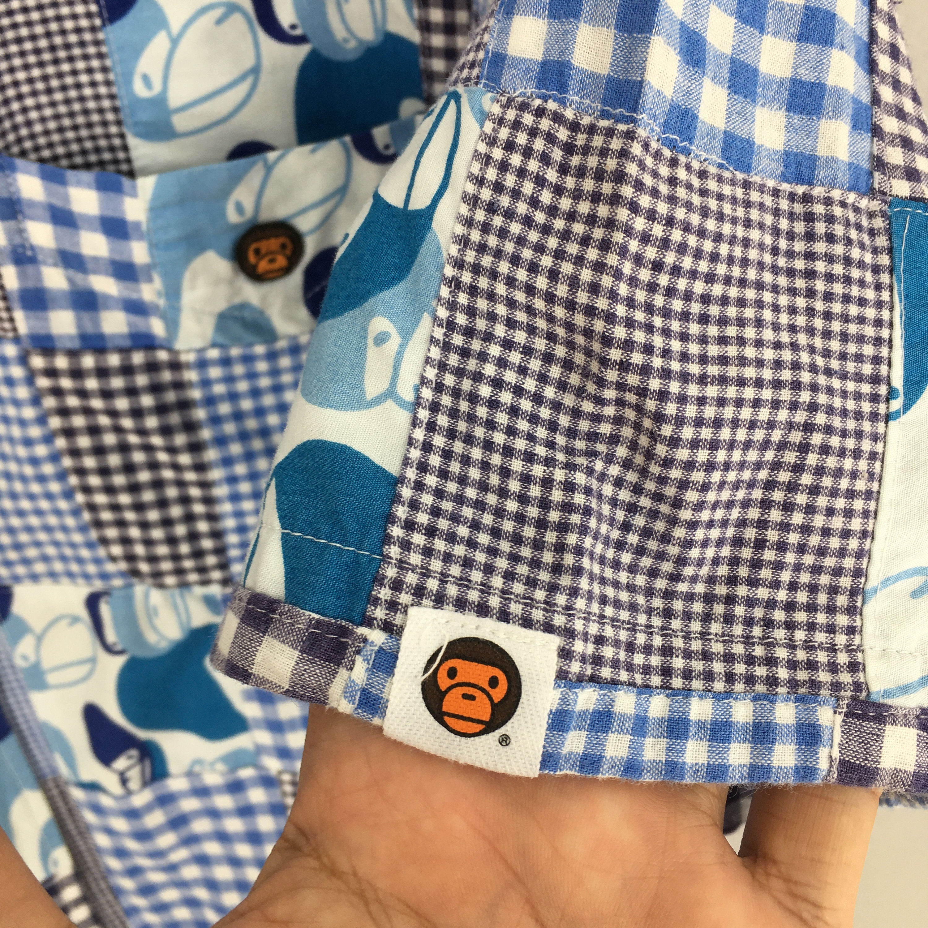 A Bathing Ape Plaid Patchwork Flannel Shirt Large Baby Milo 