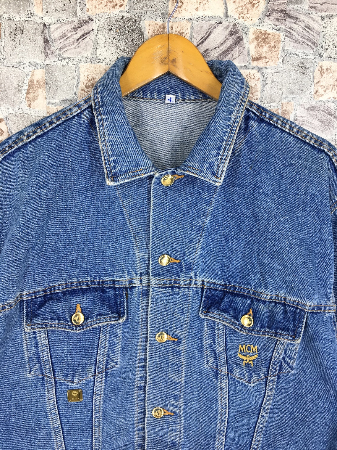 Vintage MCM Trucker Blue Jeans Jacket Cropped Size Large Urban | Etsy