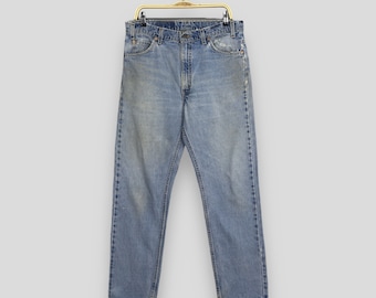 Size 33x30 Vintage 80s Levi's 505 Faded Blue Jeans Light Wash Levi's Straight Cut Jeans Levi's 505 Zipper Denim Levi's Usa Jeans W33