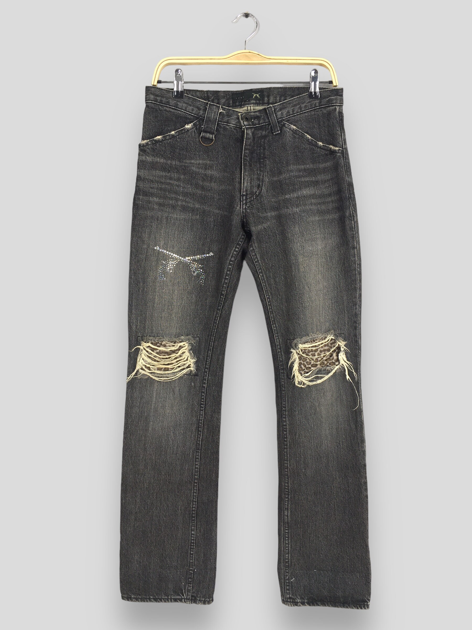 DSDZ Men's Punk Style Ripped Slim Fit Paint Jeans with